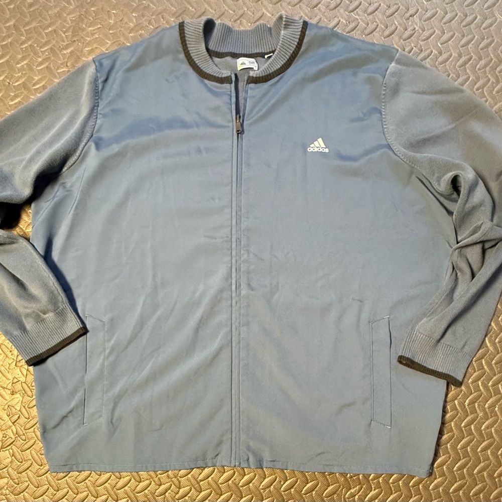 adidas Golf Men’s Full Zip Performance Training Sweater/Jacket Sky Blue XXL